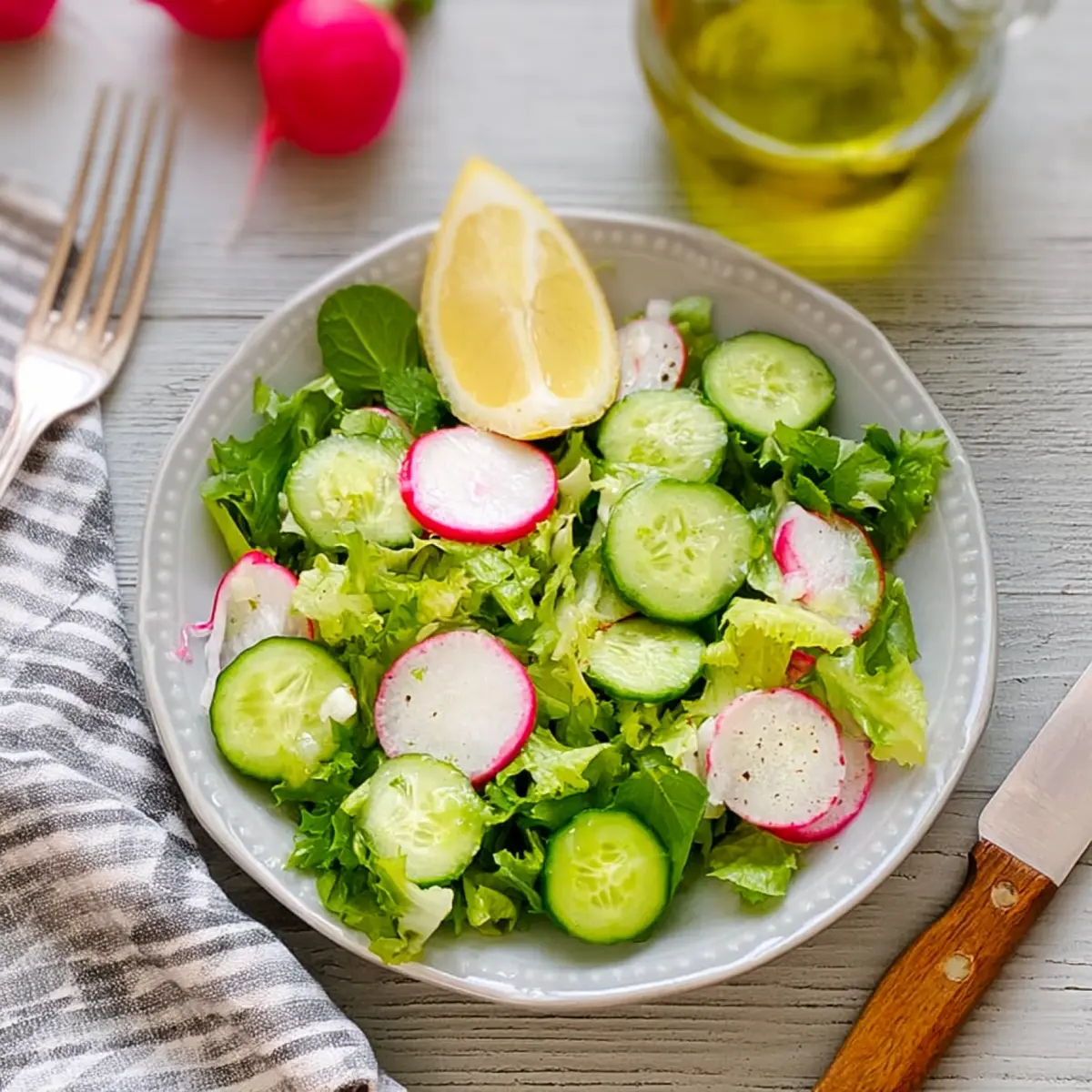 Radieschensalat mit Gurken und Blattsalat