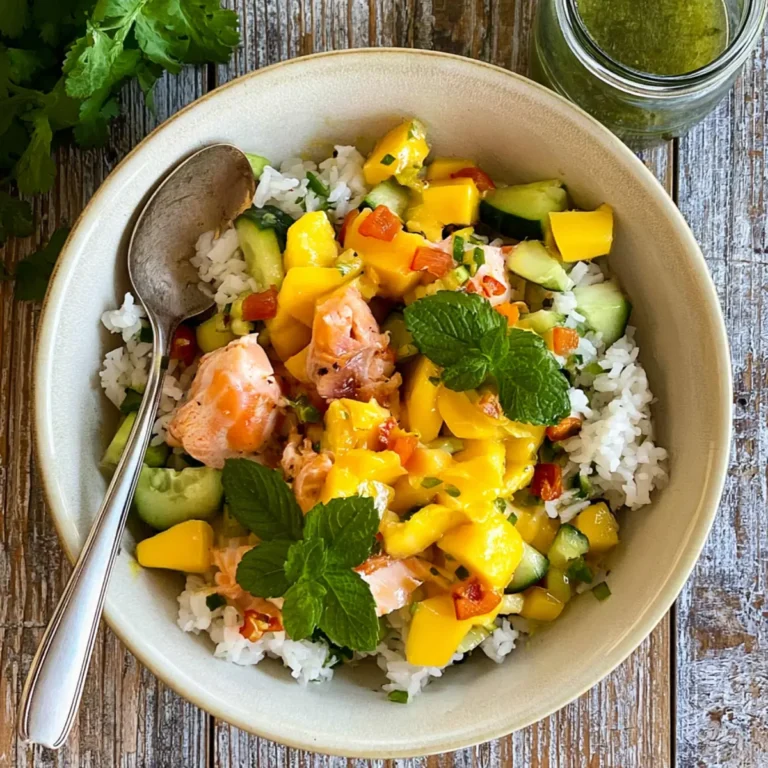 Reissalat mit Lachs und Mango