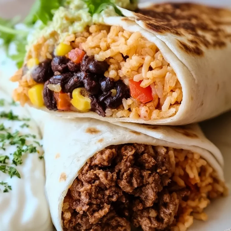 Rindfleisch Burrito mit Bohnen und Reis