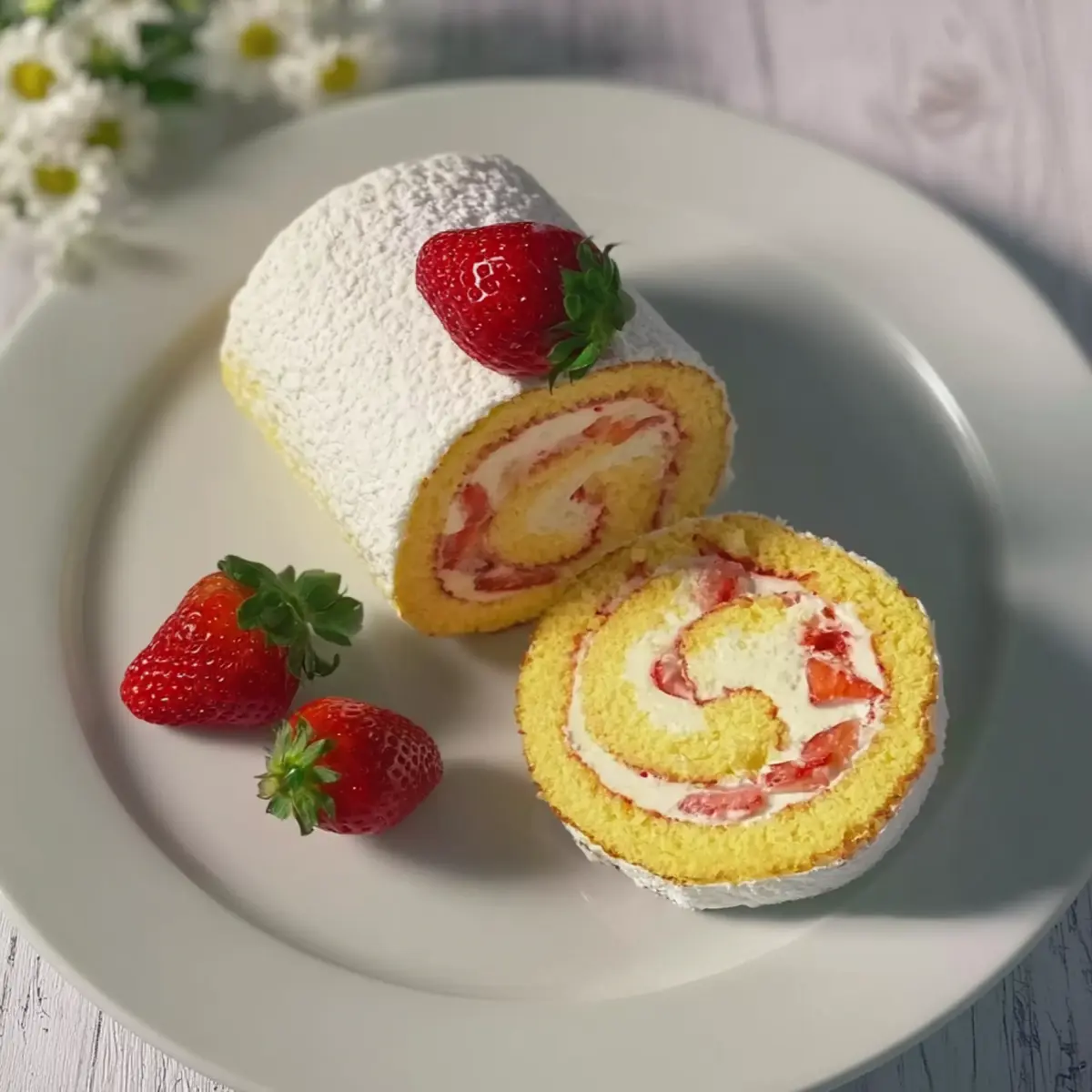 Roulade mit Erdbeerfüllung