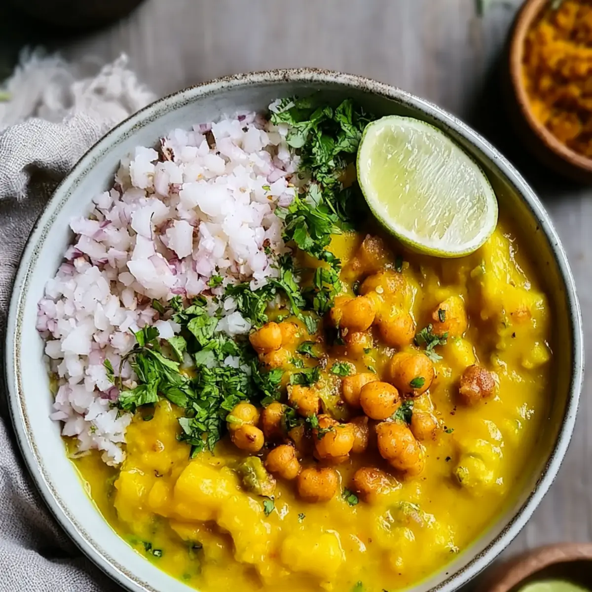 Samtiges Kohlrabi-Curry mit knusprigen Kichererbsen