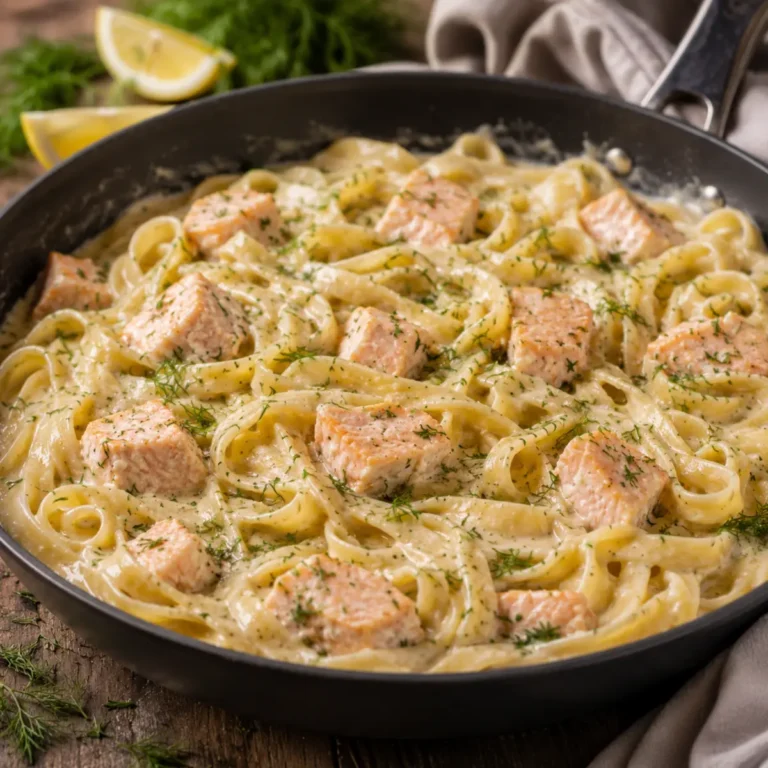 Pasta mit Lachs in cremiger Sahnesoße
