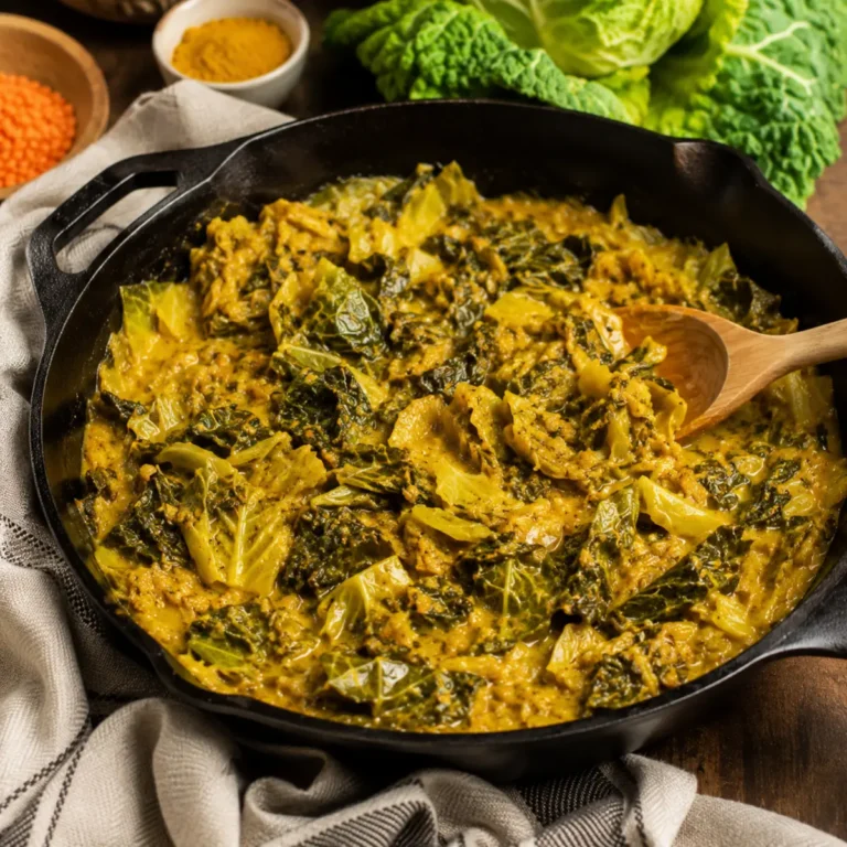 Veganes Wirsing-Curry mit roten Linsen und Kokosmilch