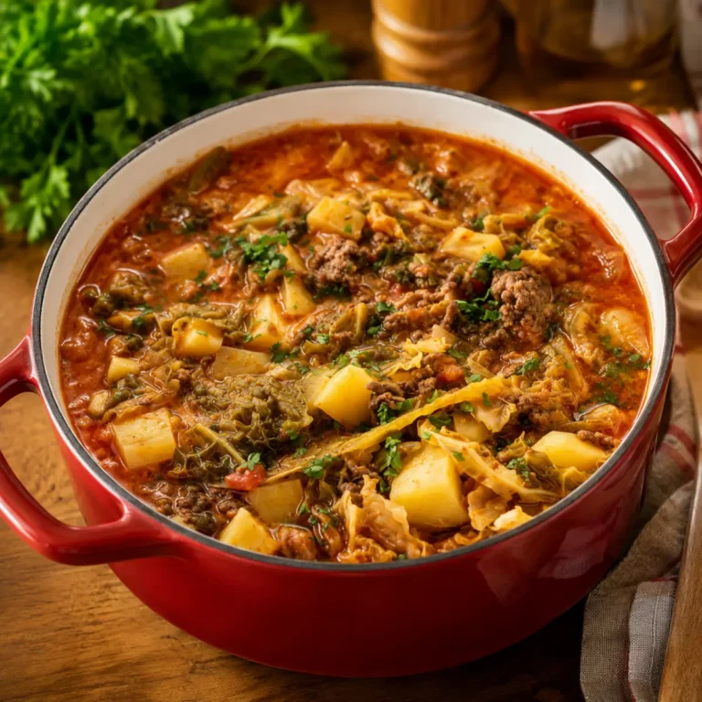 Wirsing-Eintopf mit Hackfleisch und Kartoffeln